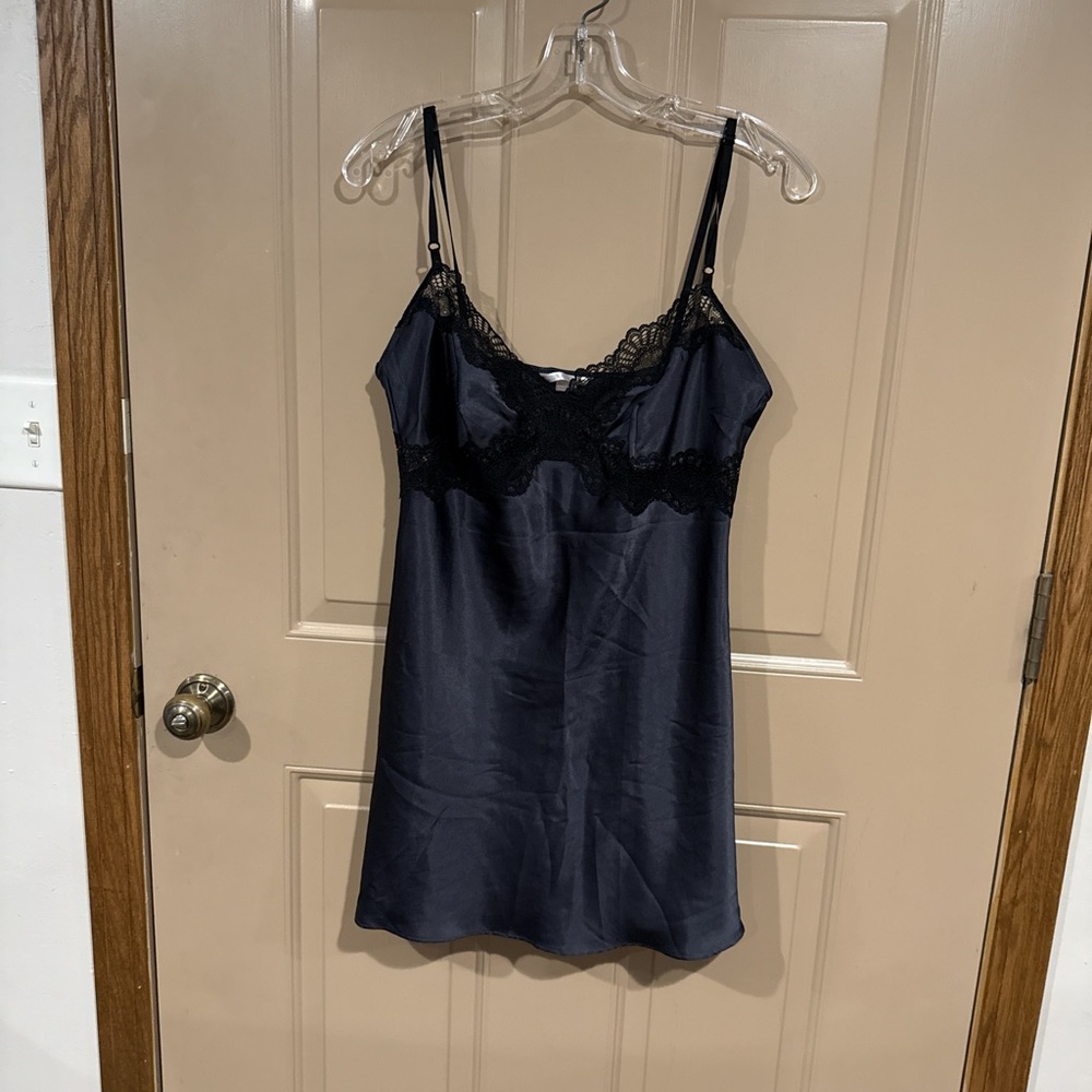 Victoria's Secret Navy Chemise with Black Lace